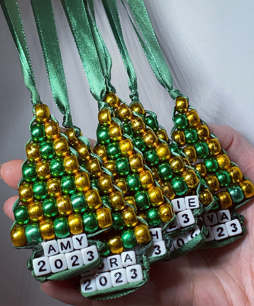 Beaded Personalised Christmas Tree Decorations Etsy