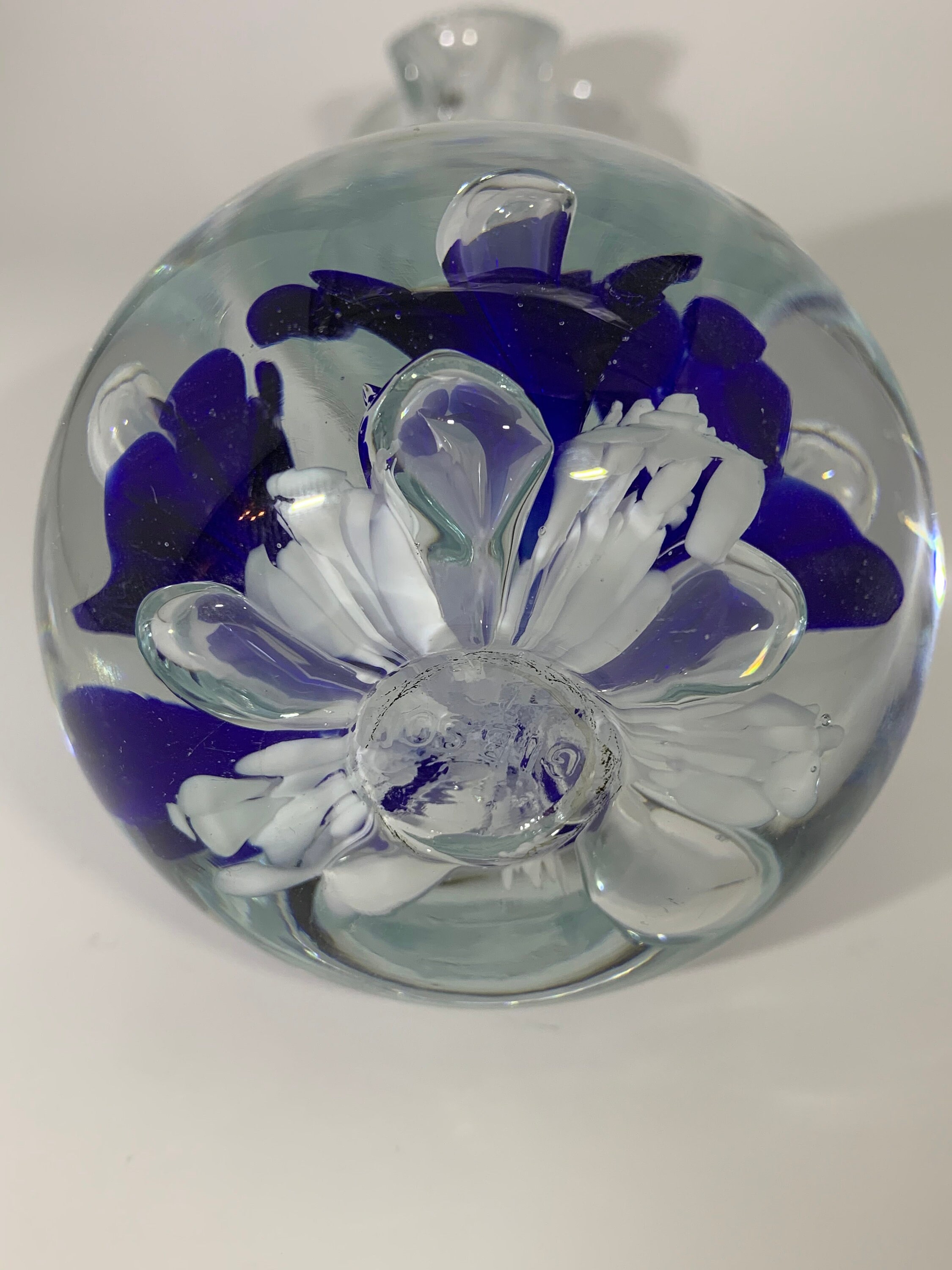 Rare Vintage Gibson Glass Paperweight Bud Vase Blue White Etsy