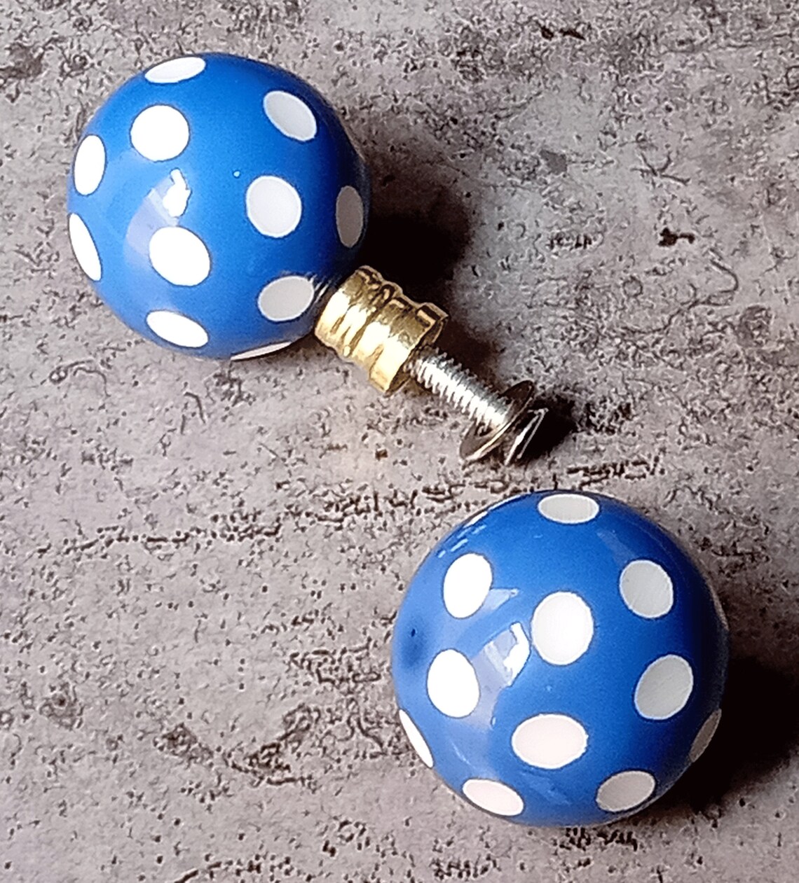 White Dot Blue Football Knobs Drawer Pulls Kitchen Etsy