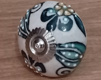 Multi color Round Shape Hand Painted Ceramic knobs / Ceramic Drawer Pulls / Cabinet Knobs / Kitchen Cabinet Door Handles