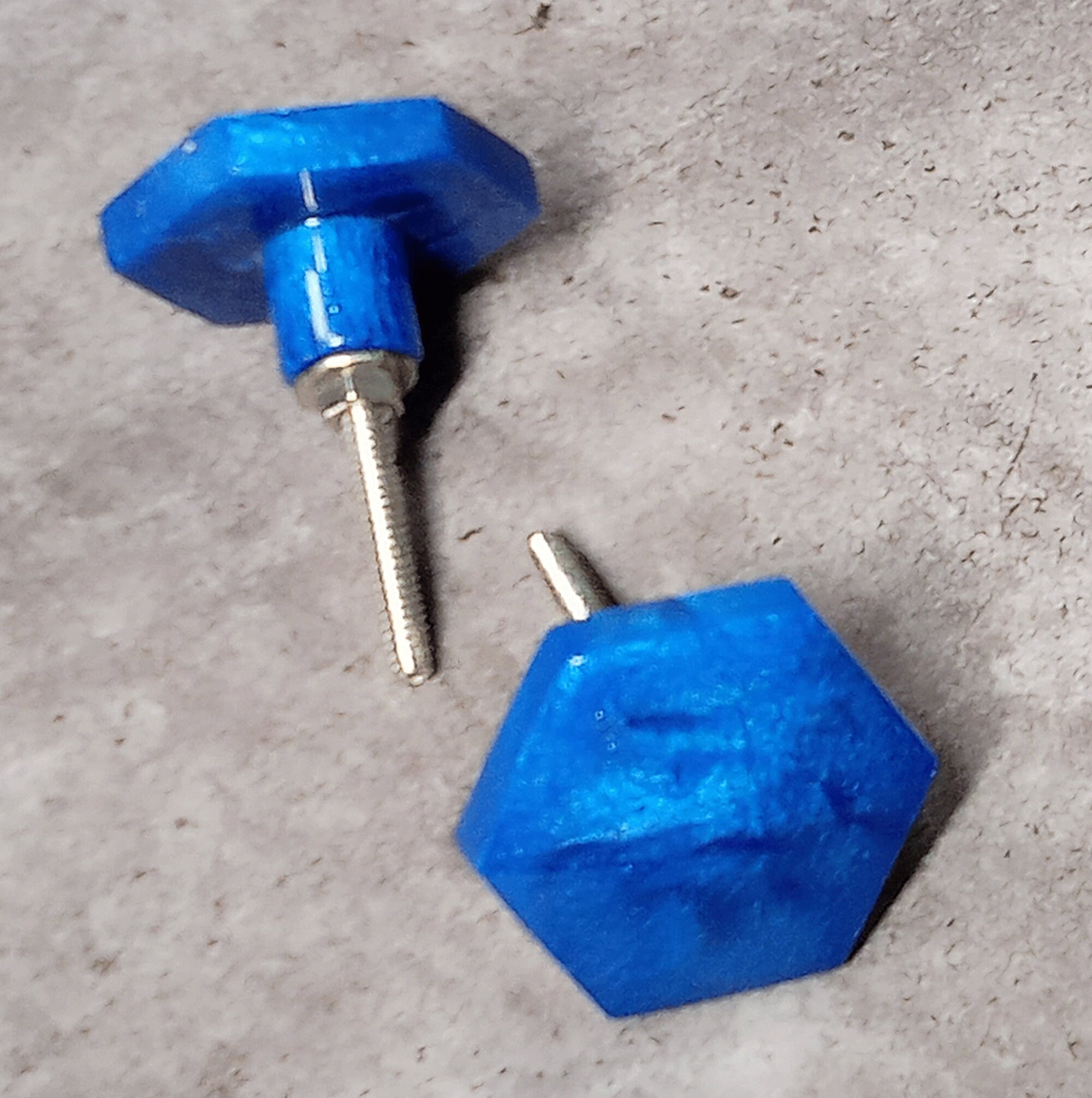 Blue Triangle Knobs Resin Knobs Drawer Pulls Kitchen Etsy