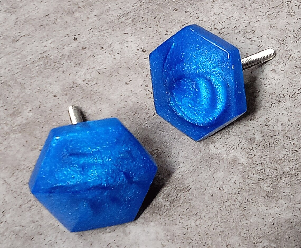 Blue Triangle Knobs Resin Knobs Drawer Pulls Kitchen Etsy