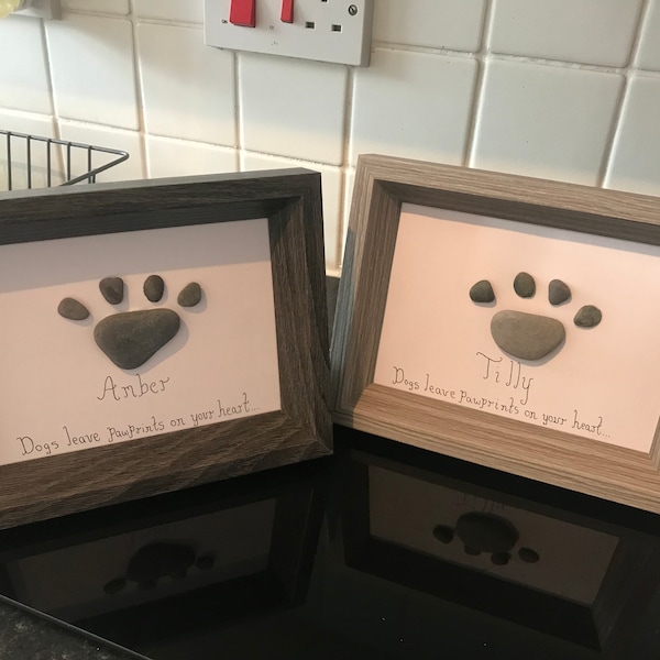 Dogs leave paw prints on your heart pebble art