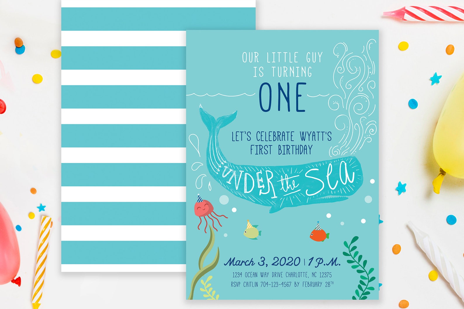 Under the Sea Birthday Invitation First Birthday Invitation - Etsy