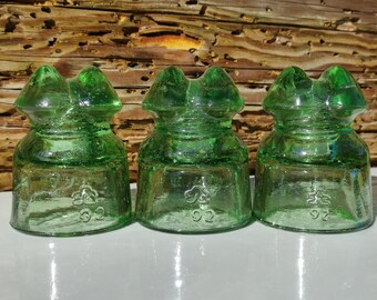 Glass INSULATOR *НС18А* Antique Vintage Green Ukraine 1992 Set of 3 Insulators Old Electric Collectible Home Decor Decor Garden Gift