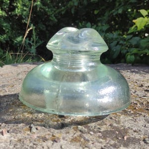 Vintage Glass Insulator ShSSL-10, Made in Ukraine 1966 – Rare Insulators for Collection or Decor – Green Pressed Glass with Factory Mark