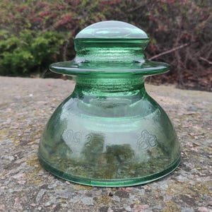 Vintage Light Green Glass Insulator: USSR Era Collectible, Lviv Plant 1992