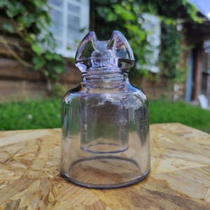 Vintage Light Amethyst Glass Insulator – V.A. Mark – France – Pin Type – Manganese Purple – Telegraph Telephone – Collector Decor