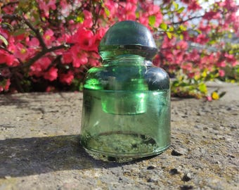 Rzadki radziecki szklany izolator TSB-2 1968 zielony STF ZSRR zabytkowy zabytkowy kolekcjonerski wystrój radziecki zabytkowy przemysłowy elektryczny kolekcjonerski