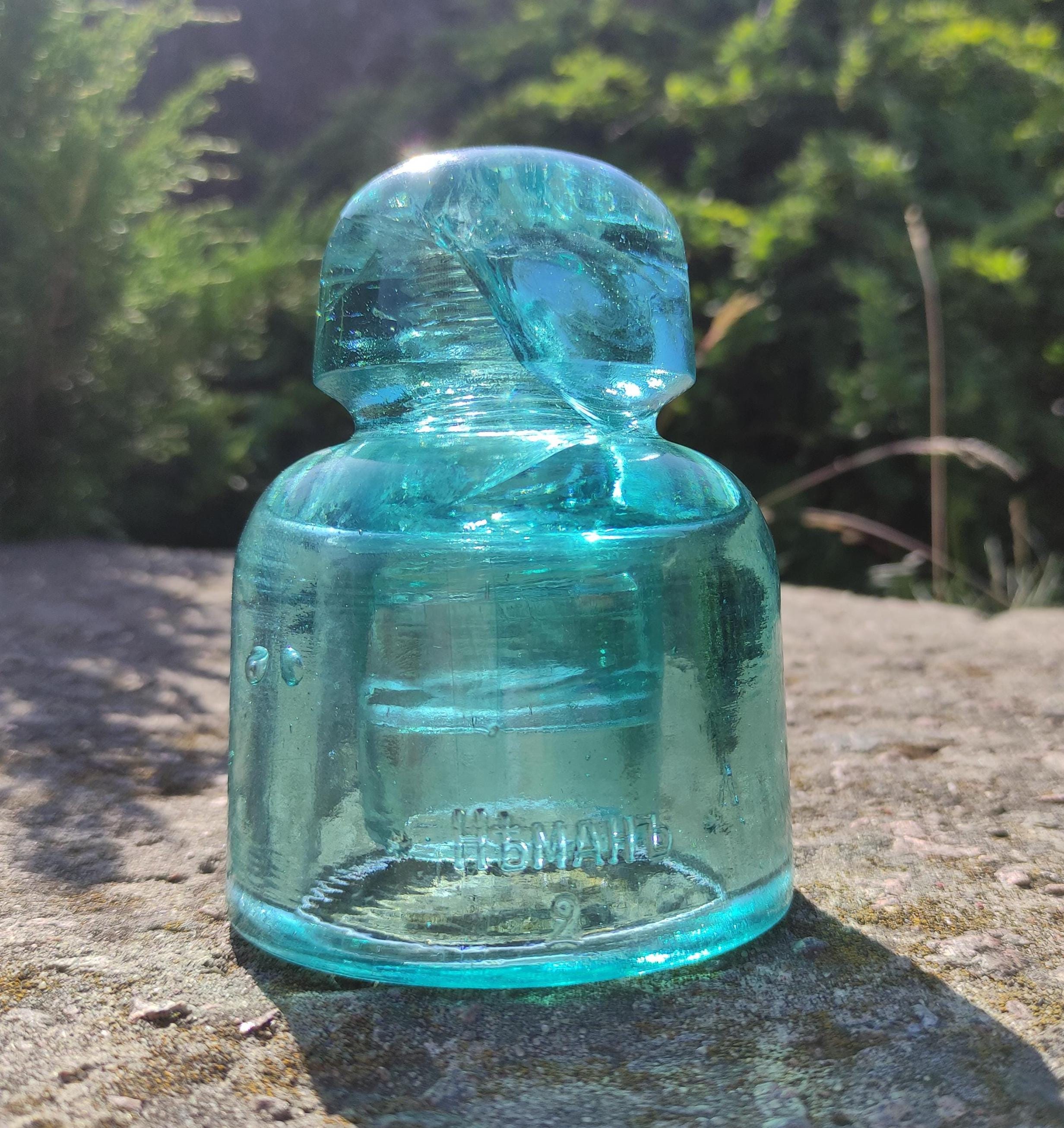 Vintage Soviet Glass Insulator “Neman” No.49515 • USSR 1970s • Aqua Green Pin Type • Industrial Loft Decor • Collectible