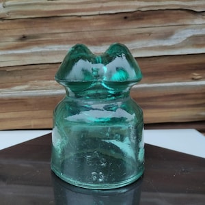 Vintage Glass Insulator Green 1993 Ukraine | Old Electric Collectible | Home & Garden Decor