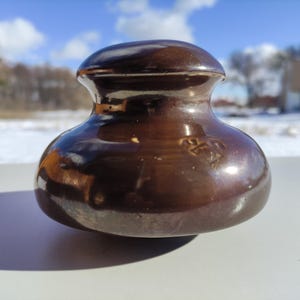 Antique Brown Porcelain Insulator ШС-6 | USSR 1956 | Vintage Pin-Type Power Line Insulator | Industrial Decor & Collectible |Insulators GIFT