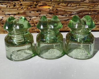 Vintage Glass INSULATOR Green USSR 1990 Old Electric Collectible Home Garden Decor  Gift Excellent Condition INSULATORS