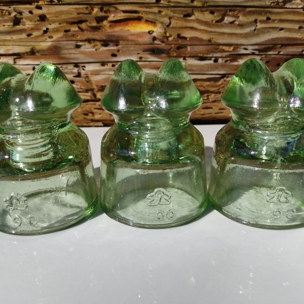 Vintage Glass INSULATOR Green USSR 1990 Old Electric Collectible Home Decor Decor Garden Gift Excellent Condition