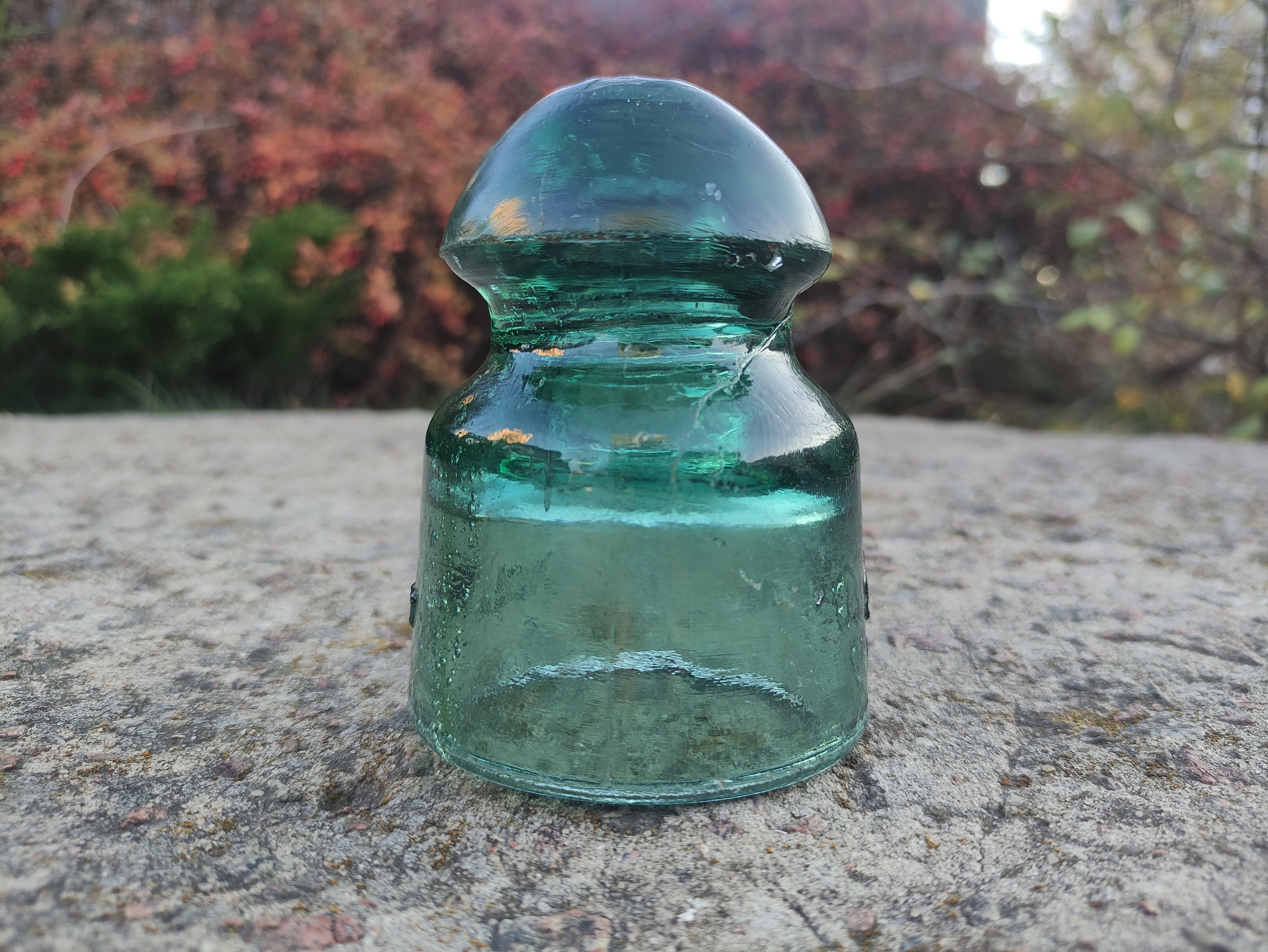 Vintage Glass INSULATOR Green Ukraine 1993 Old Electric Collectible