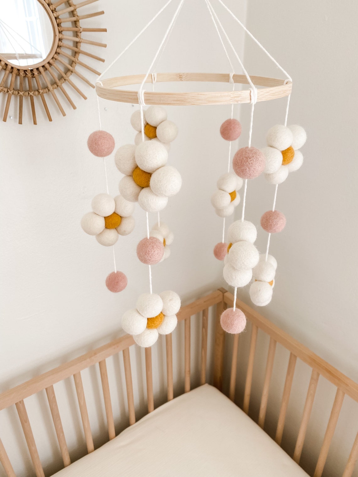 Daisy Nursery Mobile Baby Girl Nursery Mobile Daisy Themed Etsy