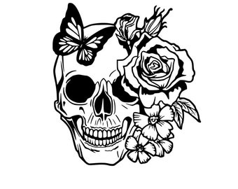 Download Skull With Rose Etsy