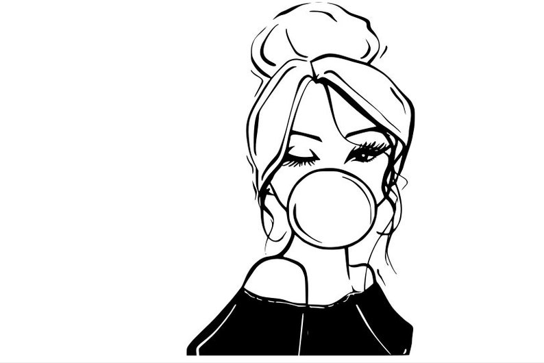 A Girl With a Bubble Gum Svg Etsy