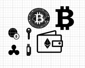 Bitcoin/XRP/ Ethereum crystal/crypto currency svg/4 files