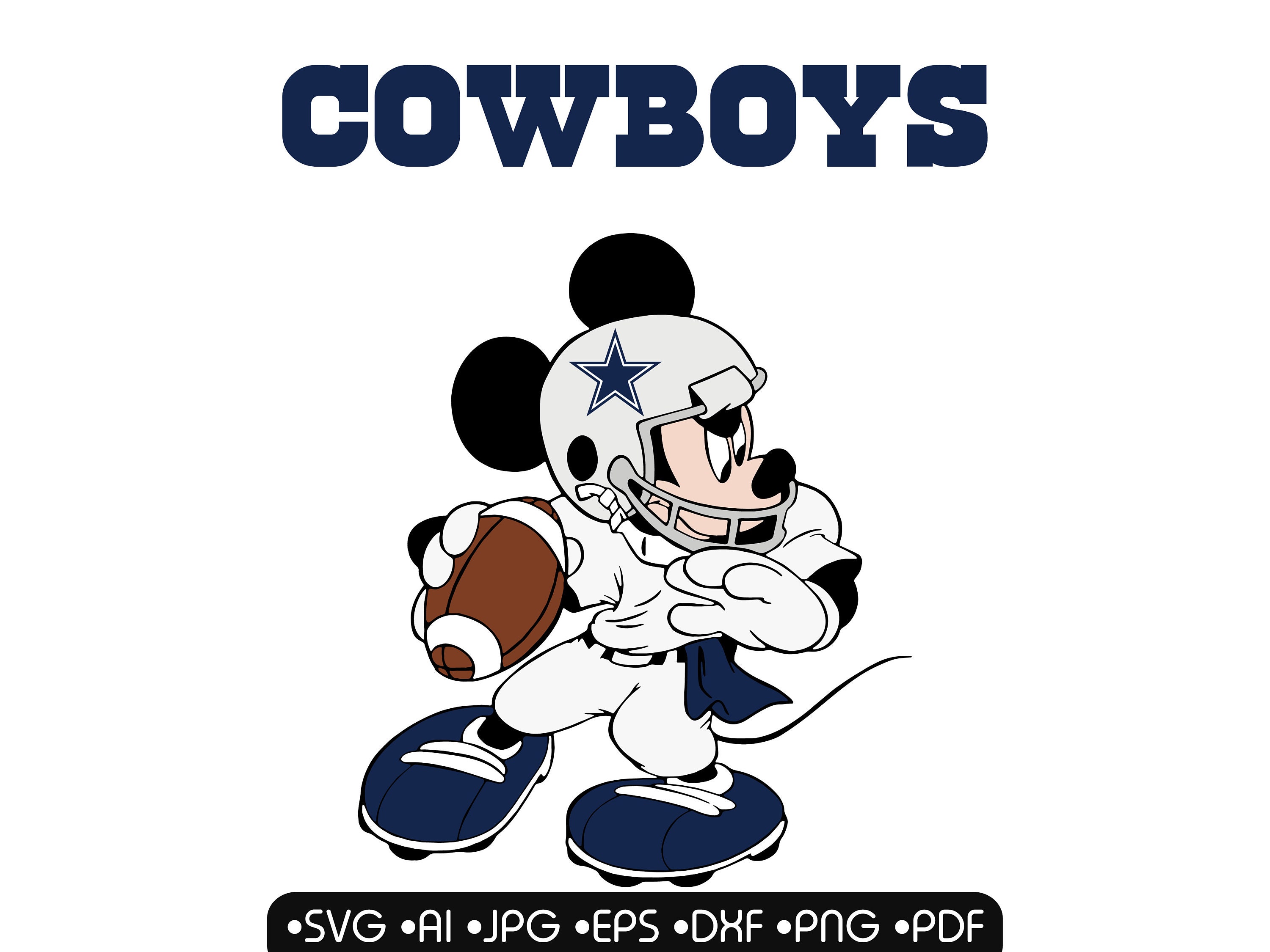 Mickey Mouse Dallas Cowboys NFL vector | Etsy