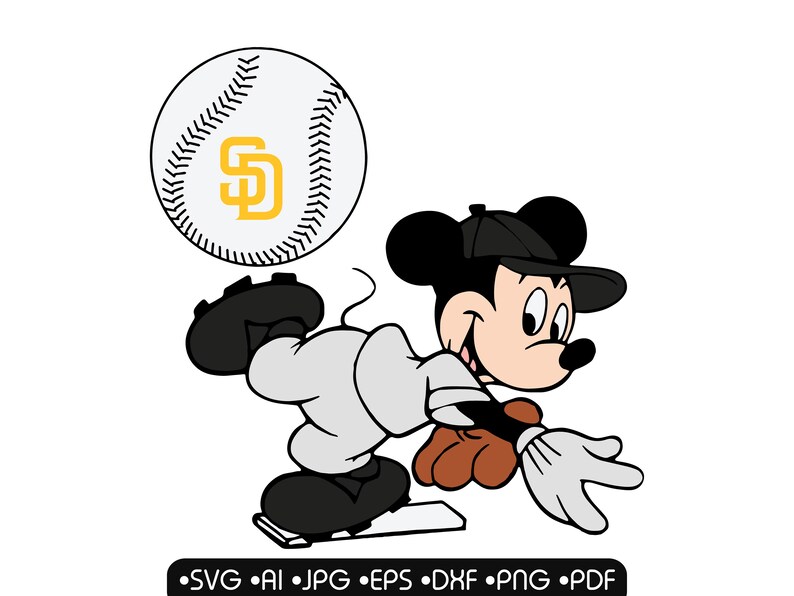 Mickey Mouse San Diego Padres MLB vector Etsy