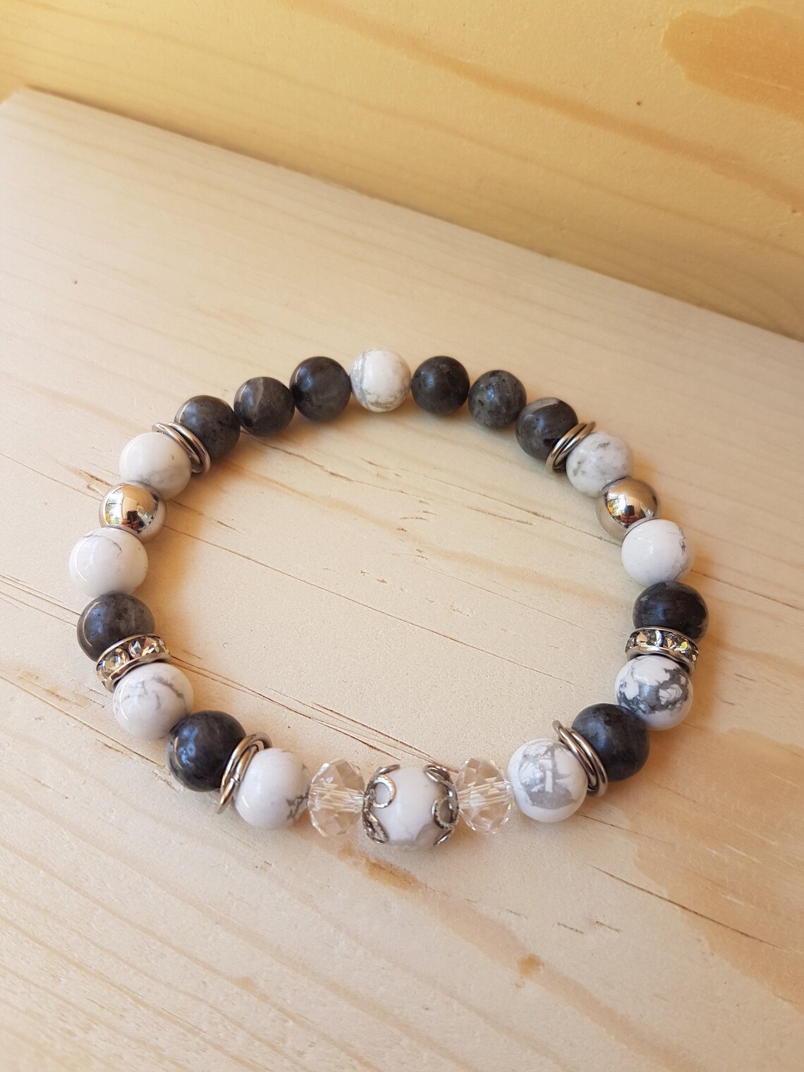 Women's elastic bracelet Howlite Labradorite Stainless Etsy
