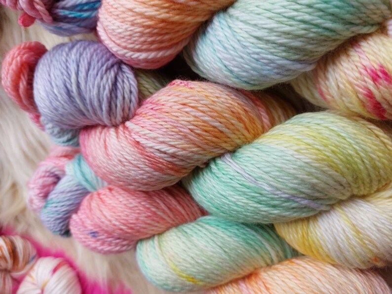 Unicorn Gelato Hand dyed Aran/worsted 100g 166m 100% superwash merino wool yarn image 5