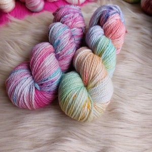 Unicorn Gelato Hand dyed Aran/worsted 100g 166m 100% superwash merino wool yarn image 6