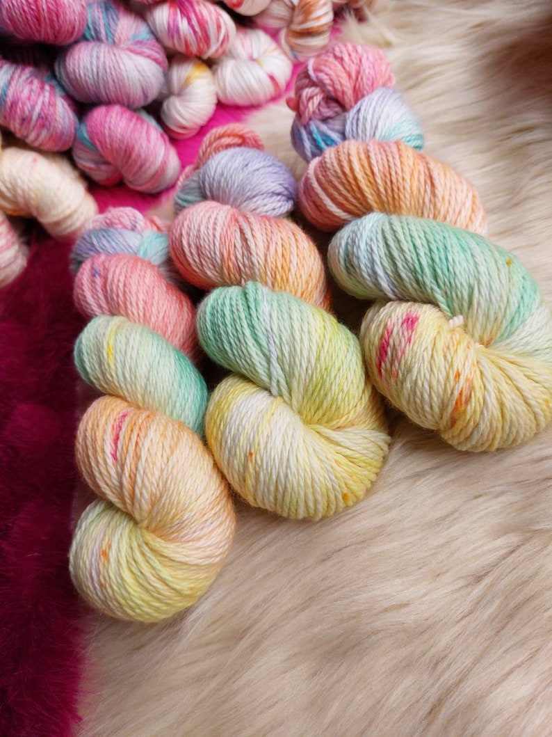 Unicorn Gelato Hand dyed Aran/worsted 100g 166m 100% superwash merino wool yarn image 4