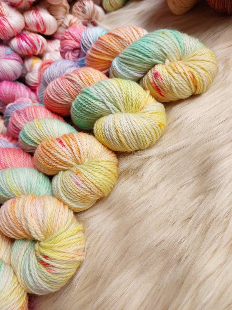 Unicorn Gelato Hand dyed Aran/worsted 100g 166m 100% superwash merino wool yarn image 3