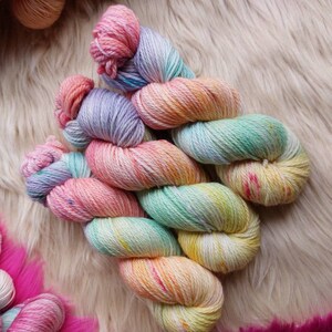 Unicorn Gelato Hand dyed Aran/worsted 100g 166m 100% superwash merino wool yarn image 1