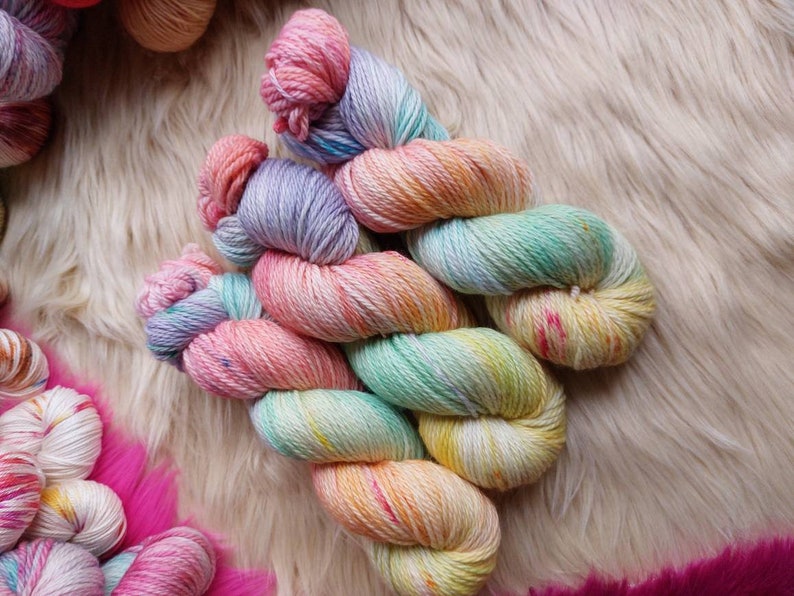 Unicorn Gelato Hand dyed Aran/worsted 100g 166m 100% superwash merino wool yarn image 1