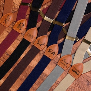 Gepersonaliseerde bruidsjonkers bretels, rustieke bruiloft, bretels getuige, outfit ringdrager, vaderdagcadeau, jubileumcadeau voor hem