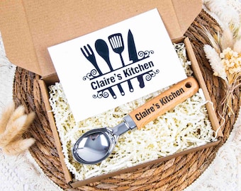 Gepersonaliseerde cadeauset ijsschep, gegraveerd keukengerei