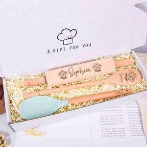 Juego de repostería personalizado, regalo de cocina, caja de regalo de panadero, rodillo grabado, caja de regalo de Navidad, herramienta de repostería de regalo, regalo de repostería para abuela