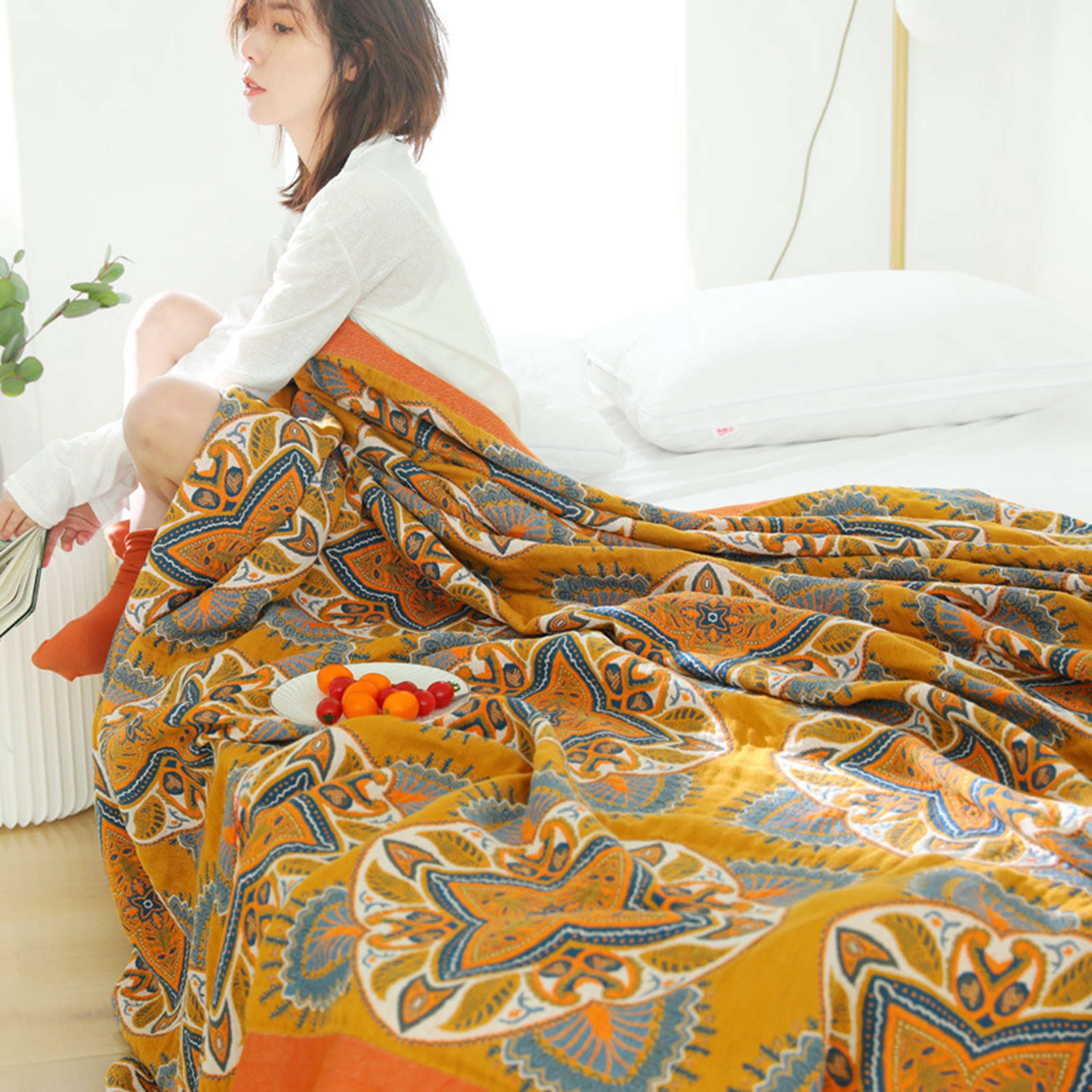 Bohemian Throw Blanket Throw Nordic Boho Throw Blanket Aztec Etsy