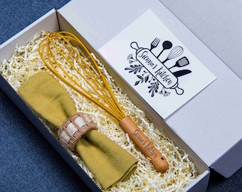 Personalisierter Schneebesen, Geschenkbox zum Backen, Individuelles Koch Geschenk, Schneebesen mit Gravur, Geschenkbox zum Kochen, Schneebesen, Geschenk für Mama, Geschenk für den Bäcker