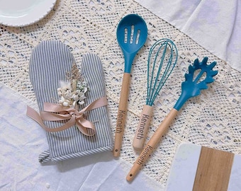 Personalisierte gravierte Holz Küchenutensilien, Backen Geschenkbox