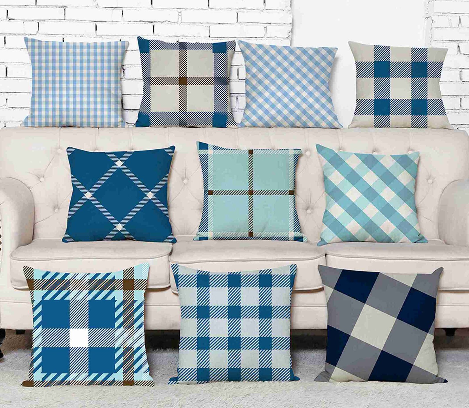 Checkered texture throw pillow case Cloth art pillow cover Etsy