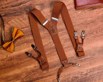 Custom Leather Suspenders, Wedding Suspenders, Gift For Men, Groomsmen Suspenders, Groomsman Gift, Rustic Wedding Suspenders