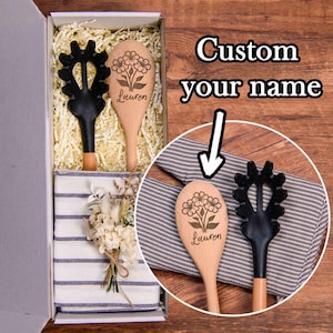 Pasta Löffel Geschenkbox, Apperciation Geschenkset, Geschenkbox mit Blume, Geschenkkorb für Frauen, Neues Zuhause Geschenk, Danke Geschenk, Backwerkzeug
