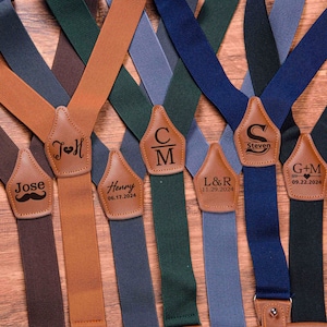 Groomsman Leather Suspenders, Custom Leather Suspenders, Wedding Suspenders, Best Men Suspender, Rustic Wedding, Anniversary Gift For Him