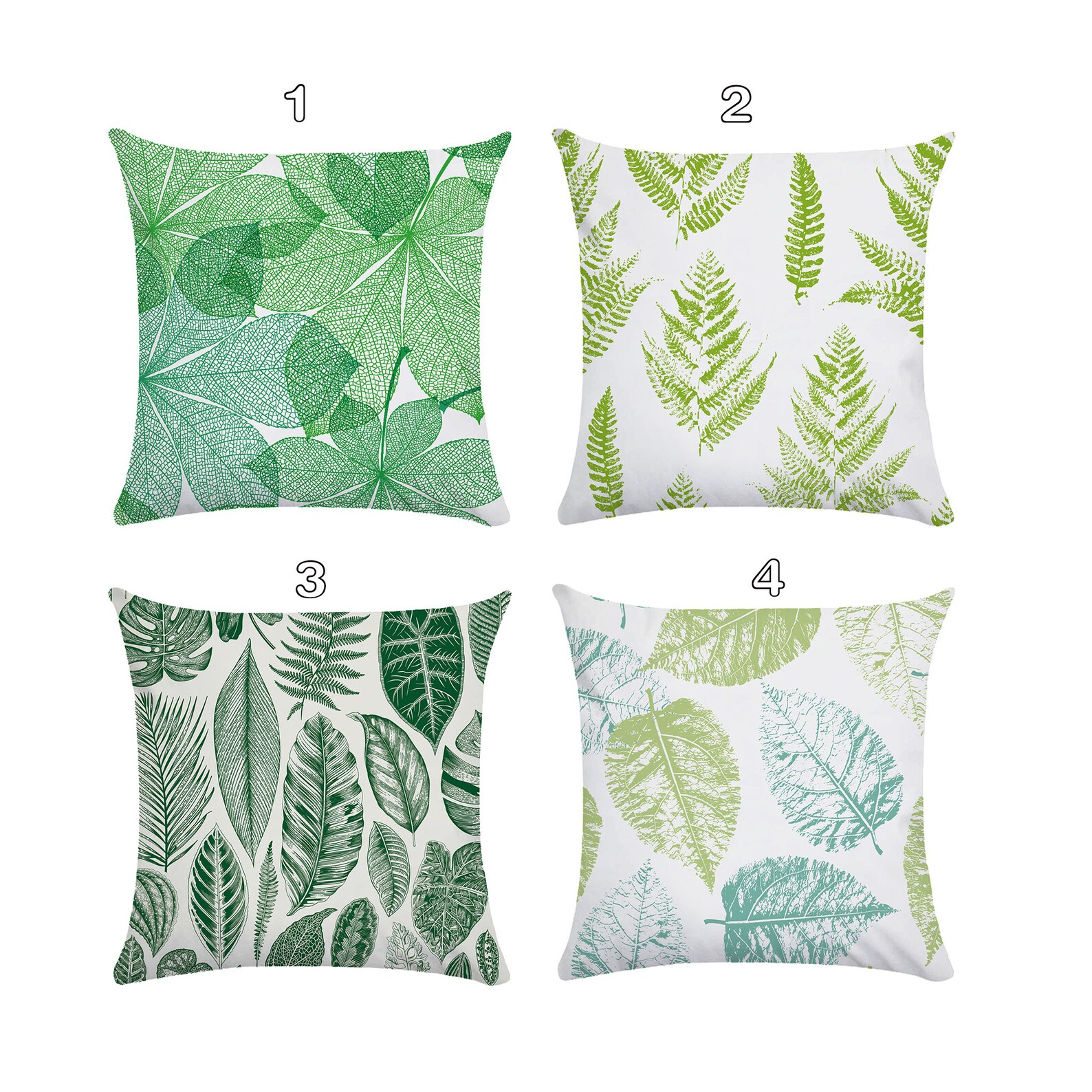 Green Leaves Decorative Pillow Botanical Accent Pillow Etsy