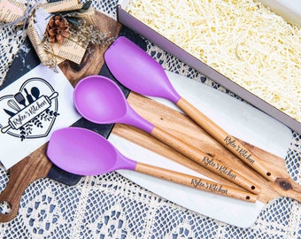 Spatula and Mixing Spoon Gift Box, Birthday Gift for Mom, Personalized Kitchen Etensil Set, Grandma Box, Spoon and Spatula