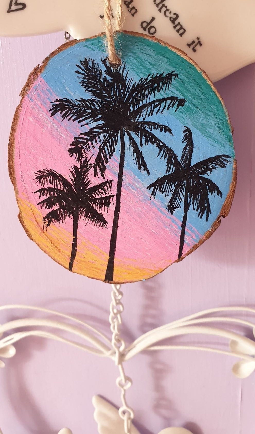 Hand Painted Wood Slice / Palm Tree Wood Slice/ Wall Hanging / Etsy