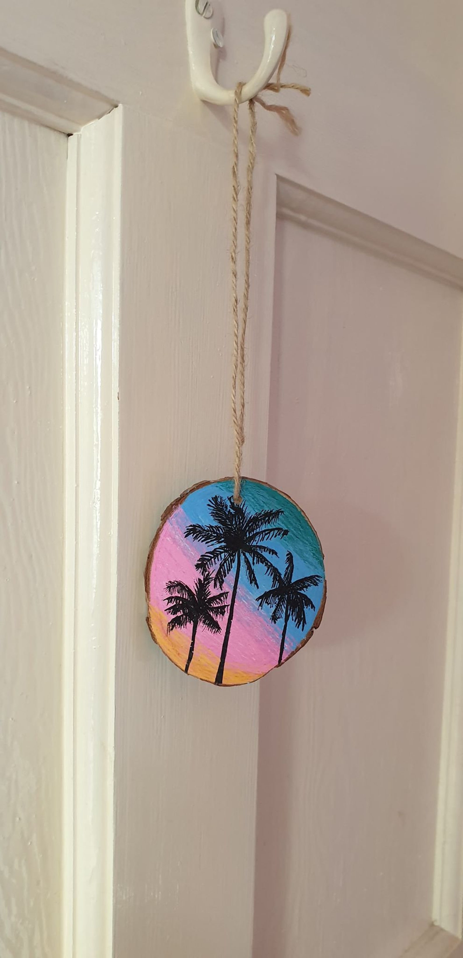 Hand Painted Wood Slice / Palm Tree Wood Slice/ Wall Hanging / Etsy