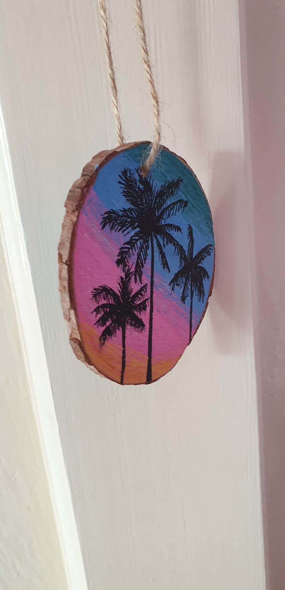 Hand Painted Wood Slice / Palm Tree Wood Slice/ Wall Hanging / Etsy