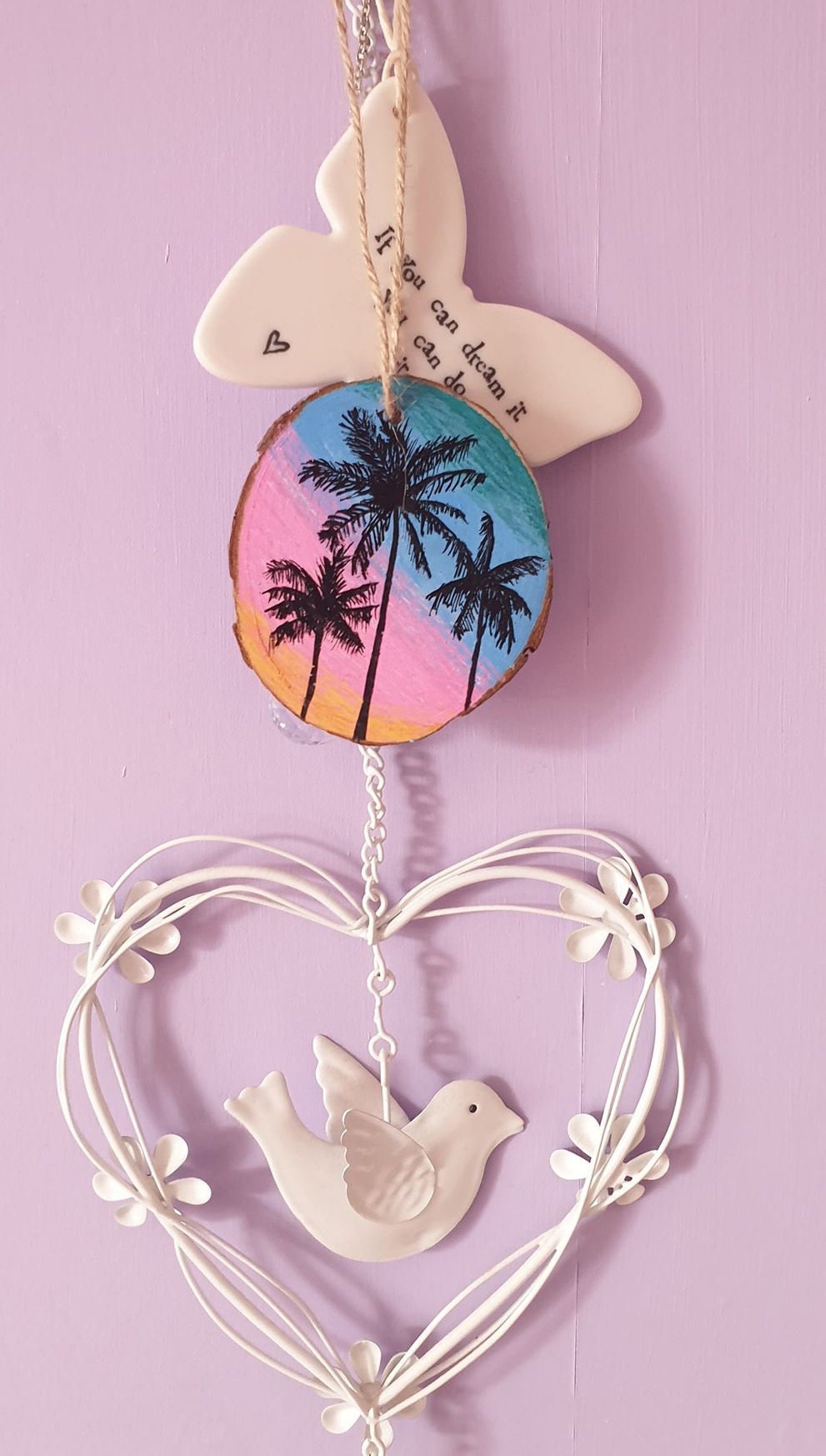 Hand Painted Wood Slice / Palm Tree Wood Slice/ Wall Hanging / Etsy