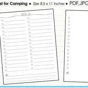 Druckbares Camping Tagebuch | Camping Listen | Vorlage Packliste | Packliste für Kinder | Packliste für die Reise | Packliste ausdrucken