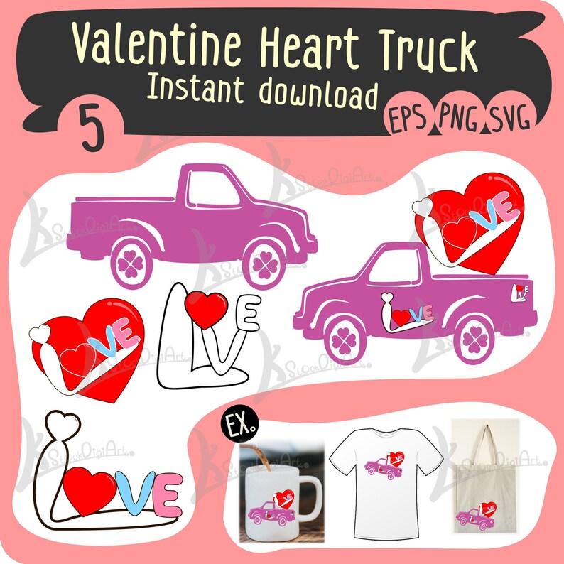 Valentines Truck svg,Valentine/'s Day png eps Conversation Hearts Stickers,Valentines Vintage Truck Valentines svg Cutting File svg